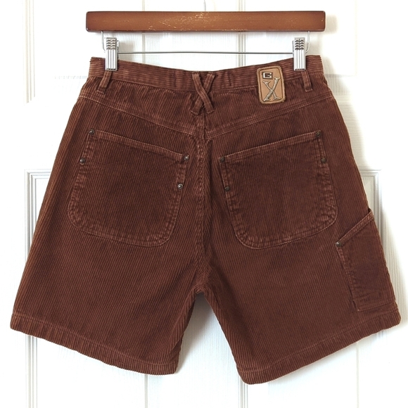 GX Know Who You Are 90's Vintage Wide Wale Corduroy Carpenter Shorts Brown 27 - Picture 11 of 14